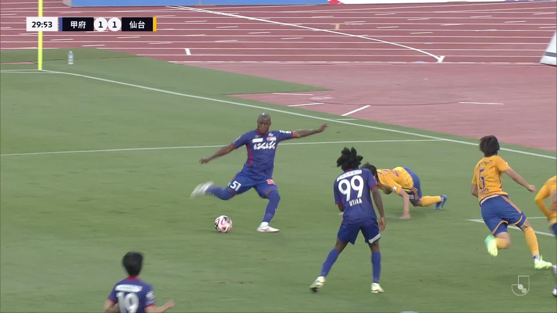 1 - 1 Goal by ADAILTON | Ventforet Kofu VS Vegalta Sendai | 2024 MEIJI YASUDA J2 LEAGUE Matchweek 19